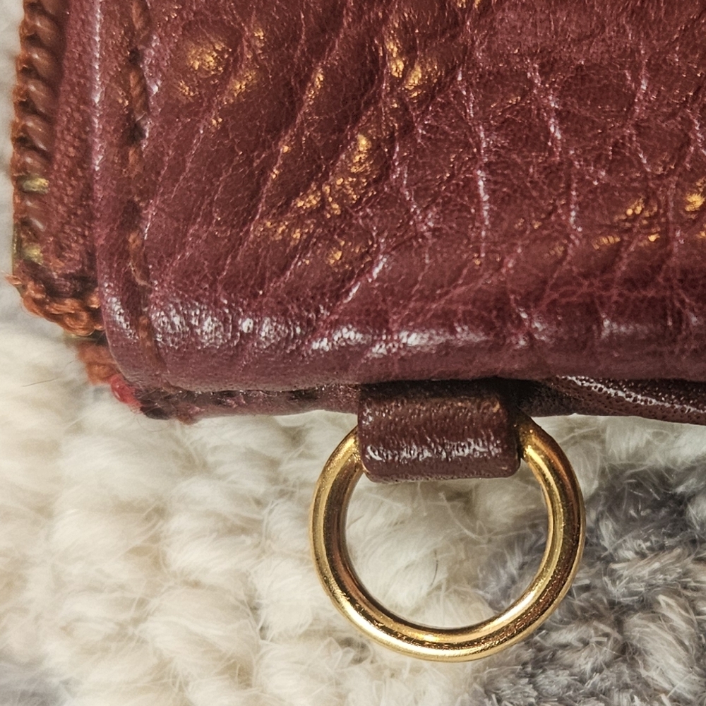 EUC Vintage Must de Cartier Bordeaux Leather Coin Purse Wristlet w/ Chain & Card - Picture 3 of 14